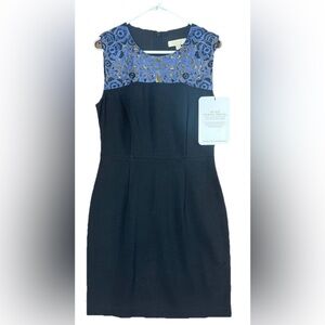 ERIN Fetherston RUNWAY Leni Lame Lace Dress Sz 10 Black Navy Blue Bodycon NWT